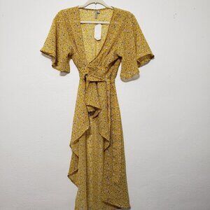 Feathers Floral Wrap Dress